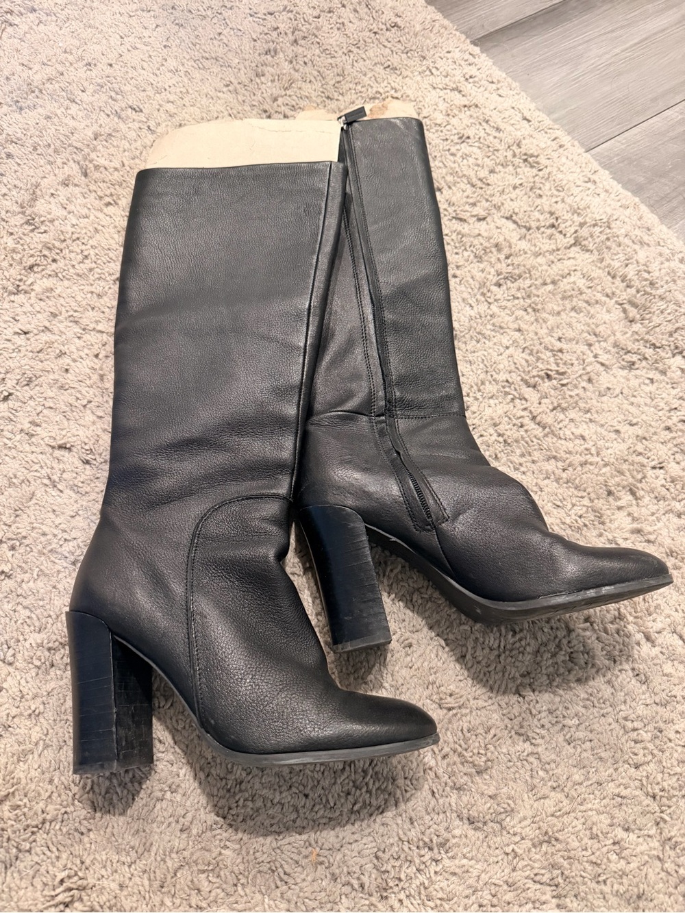 Kenneth Cole Leather Knee-High Block Heel Boots